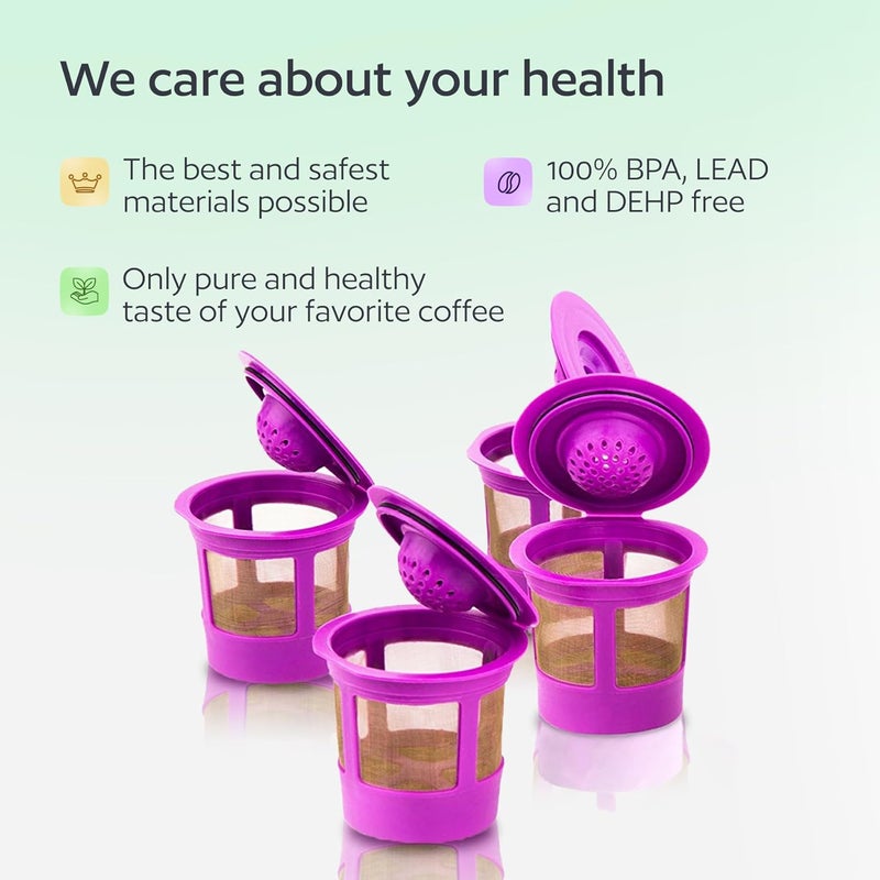 GoodCups 4 Reusable K Cups for Keurig Coffee Makers - BPA Free Universal Fit Purple Refillable Kcups Coffee Filters for 1.0 and 2.0 Keurig Brewers - Image 3